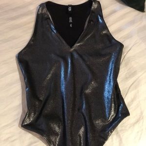 Never worn! Metallic racerback bodysuit